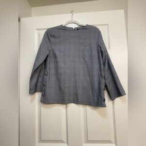 Zara Houndstooth Plaid Side button Top